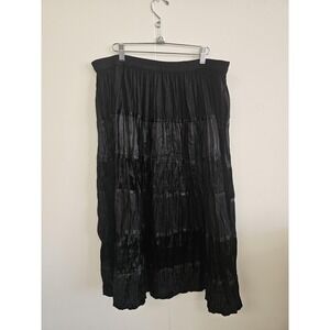 Kaktus Skirt Womens XL Black Boho Crinkle Maxi Pull On Elastic Waist Rayon